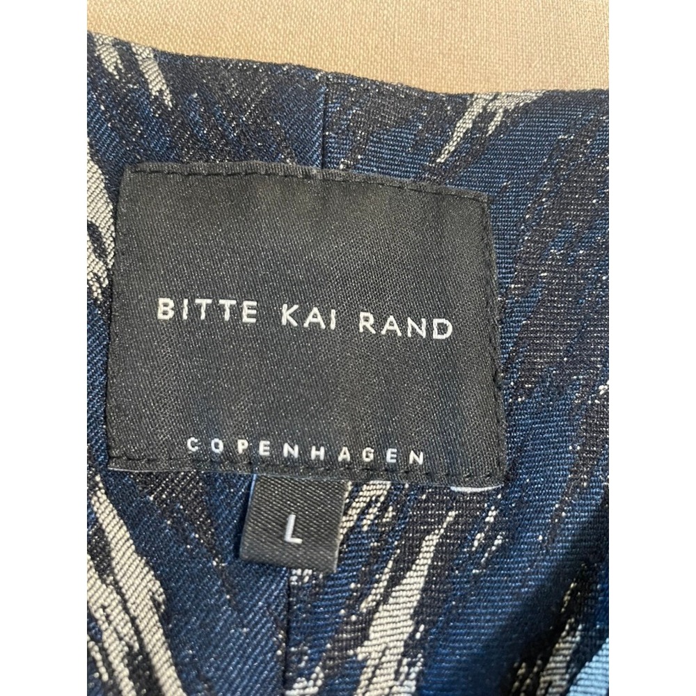 Bitte Kai Rand Architectural Ikat Sheath Dress L Black Blue Danish Workwear - Picture 5 of 8